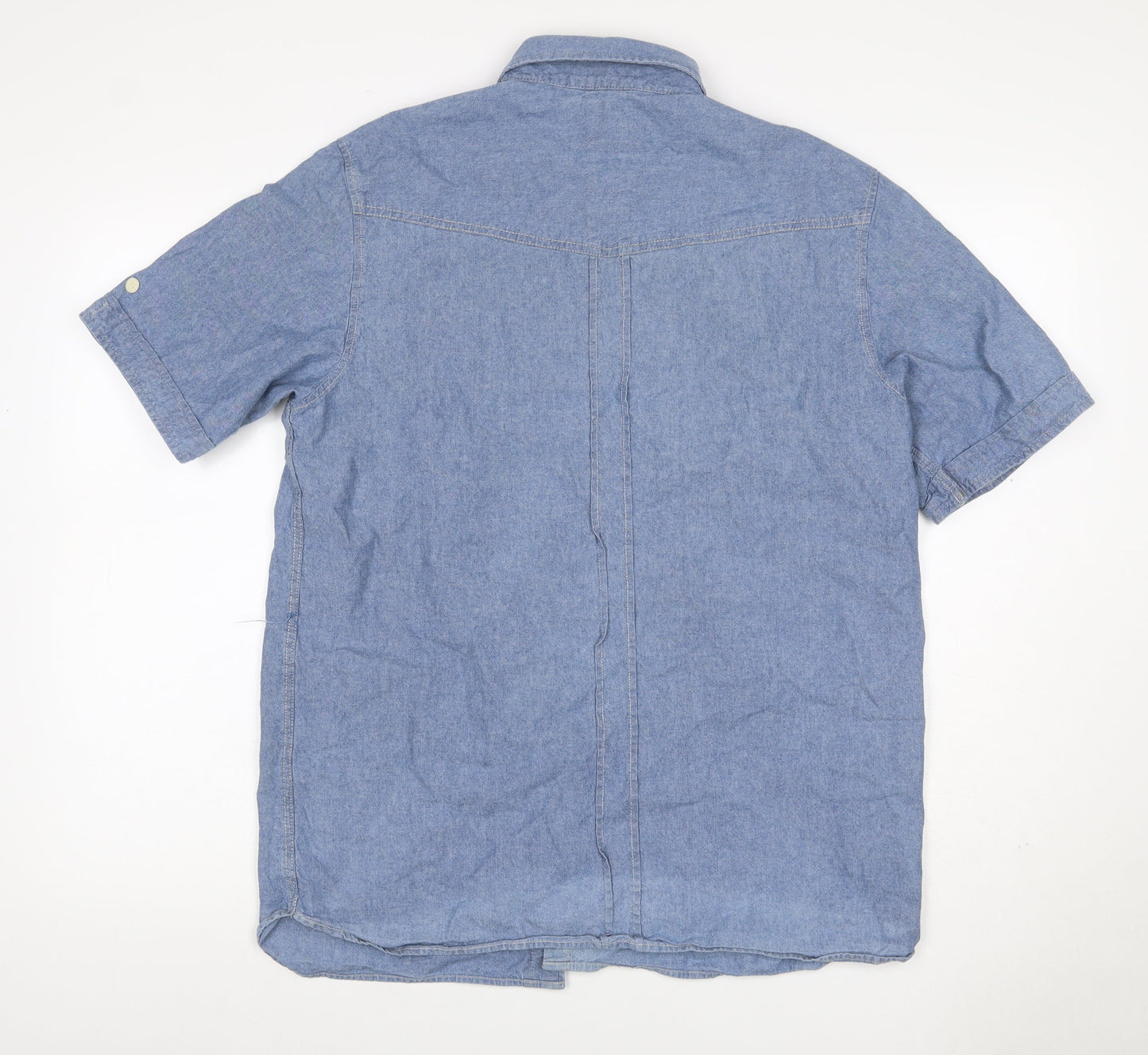 Stone Bay Men’s Blue M Cotton Chambray Short Sleeve Button-Up Shirt