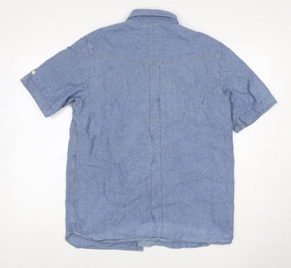 Stone Bay Men’s Blue M Cotton Chambray Short Sleeve Button-Up Shirt