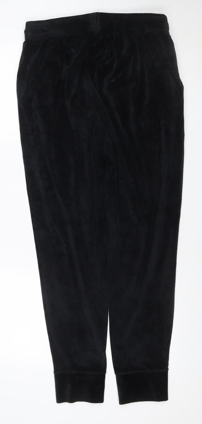 M&S Women Black UK 14 Velour Drawstring Jogger Sweatpants