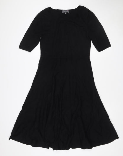 Per Una Women Black Size 16 Fit & Flare Knit Long Sleeve Knee Dress