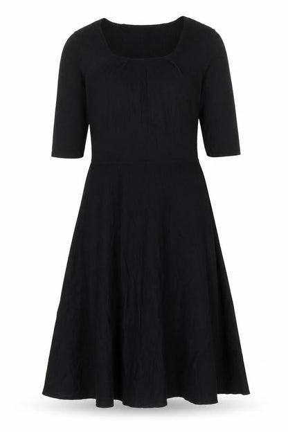 Per Una Women Black Size 16 Fit & Flare Knit Long Sleeve Knee Dress