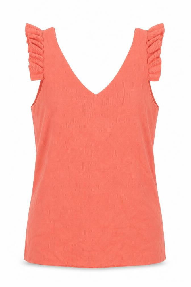 Next Women Orange UK 12 Ruffle Strap V-Neck Sleeveless Camisole Top