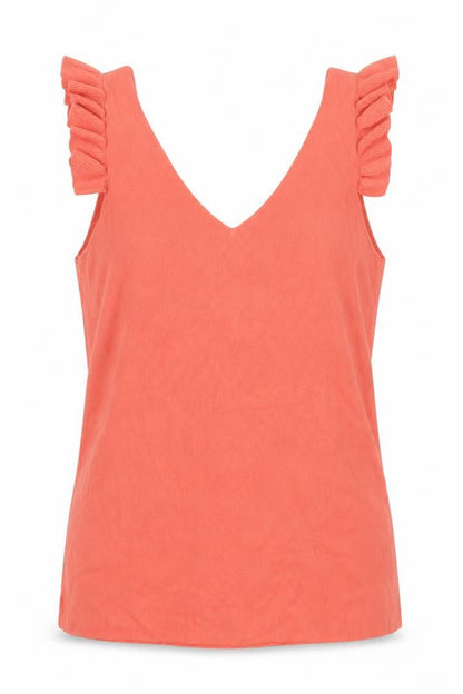 Next Women Orange UK 12 Ruffle Strap V-Neck Sleeveless Camisole Top