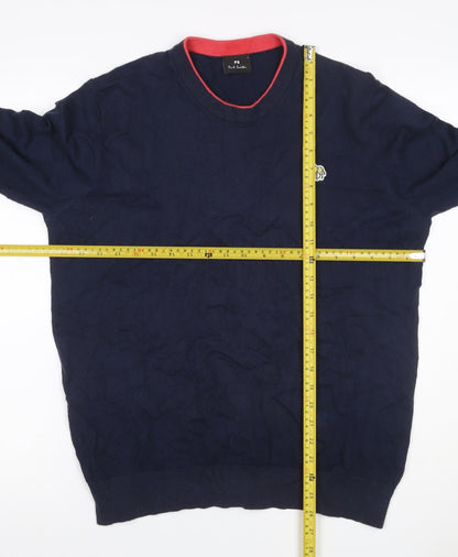 PS Paul Smith Men's Blue L Cotton Zebra Logo Crew Neck Jumper