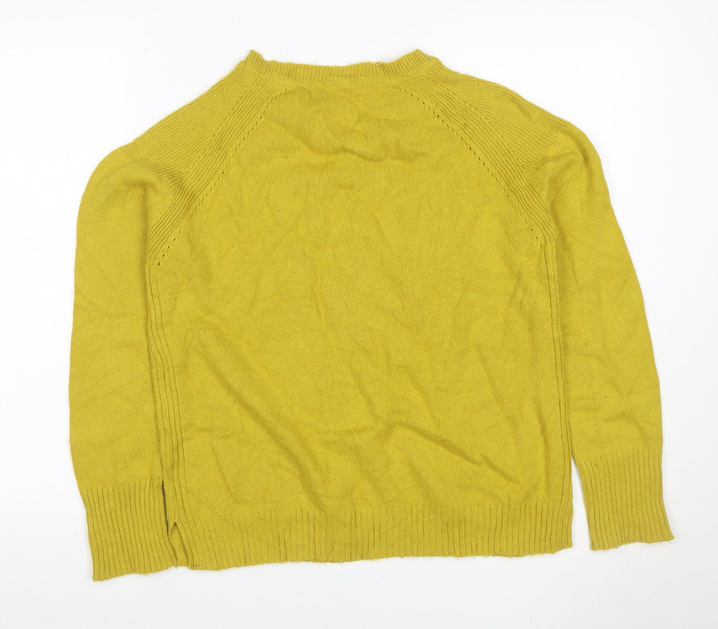 White Stuff Women’s Yellow UK 14 Cotton Raglan Round Neck Knit Jumper
