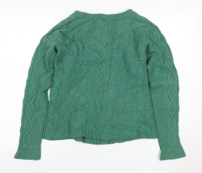 Seasalt Women’s Green UK 14 Cable-Knit Lambswool Cardigan