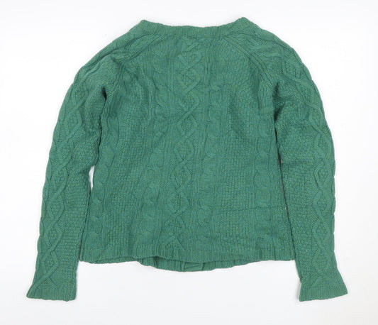 Seasalt Women’s Green UK 14 Cable-Knit Lambswool Cardigan