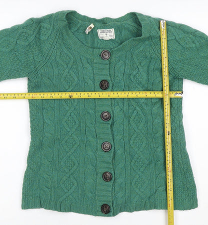 Seasalt Women’s Green UK 14 Cable-Knit Lambswool Cardigan