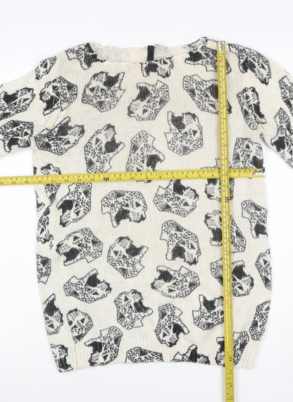 Custo Barcelona Women’s Ivory Black Skull Knit Jumper Size S