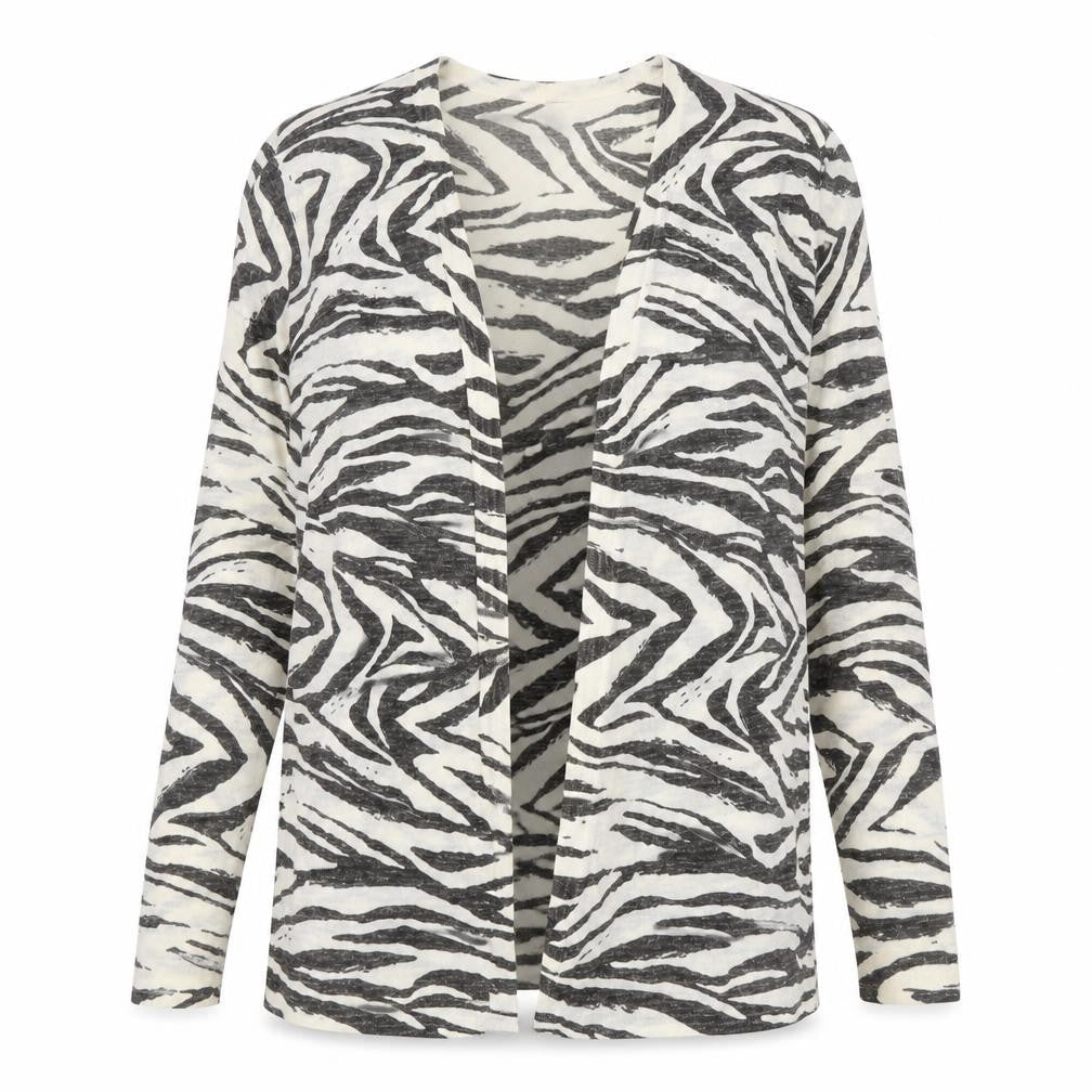 Next Women’s Ivory Zebra Print Open Cardigan UK 10 Linen Cotton