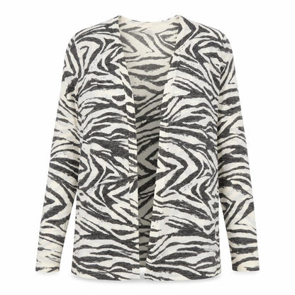 Next Women’s Ivory Zebra Print Open Cardigan UK 10 Linen Cotton