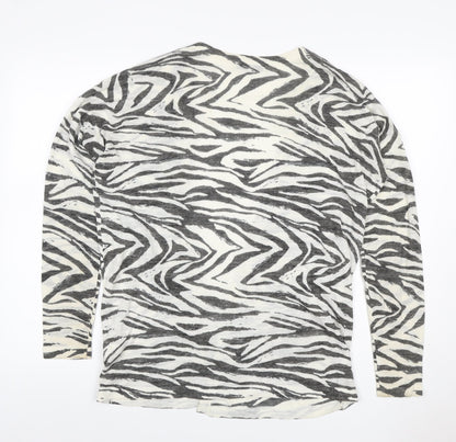 Next Women’s Ivory Zebra Print Open Cardigan UK 10 Linen Cotton