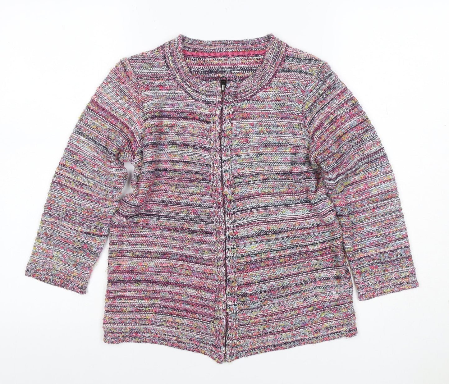 Marks and Spencer Women Multicoloured UK 8 Chunky Knit Zip Cardigan
