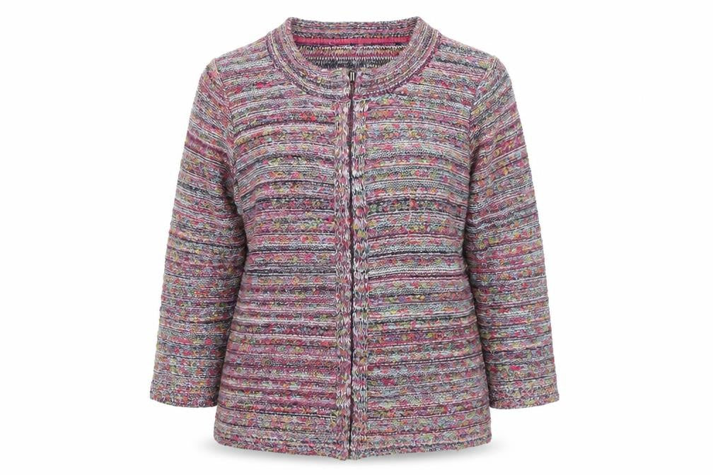 Marks & Spencer Women Multicoloured UK 8 Chunky Knit Zip Cardigan