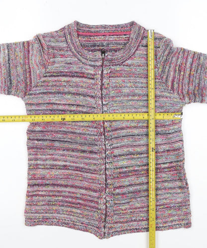 Marks and Spencer Women Multicoloured UK 8 Chunky Knit Zip Cardigan