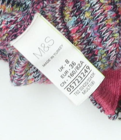 Marks and Spencer Women Multicoloured UK 8 Chunky Knit Zip Cardigan