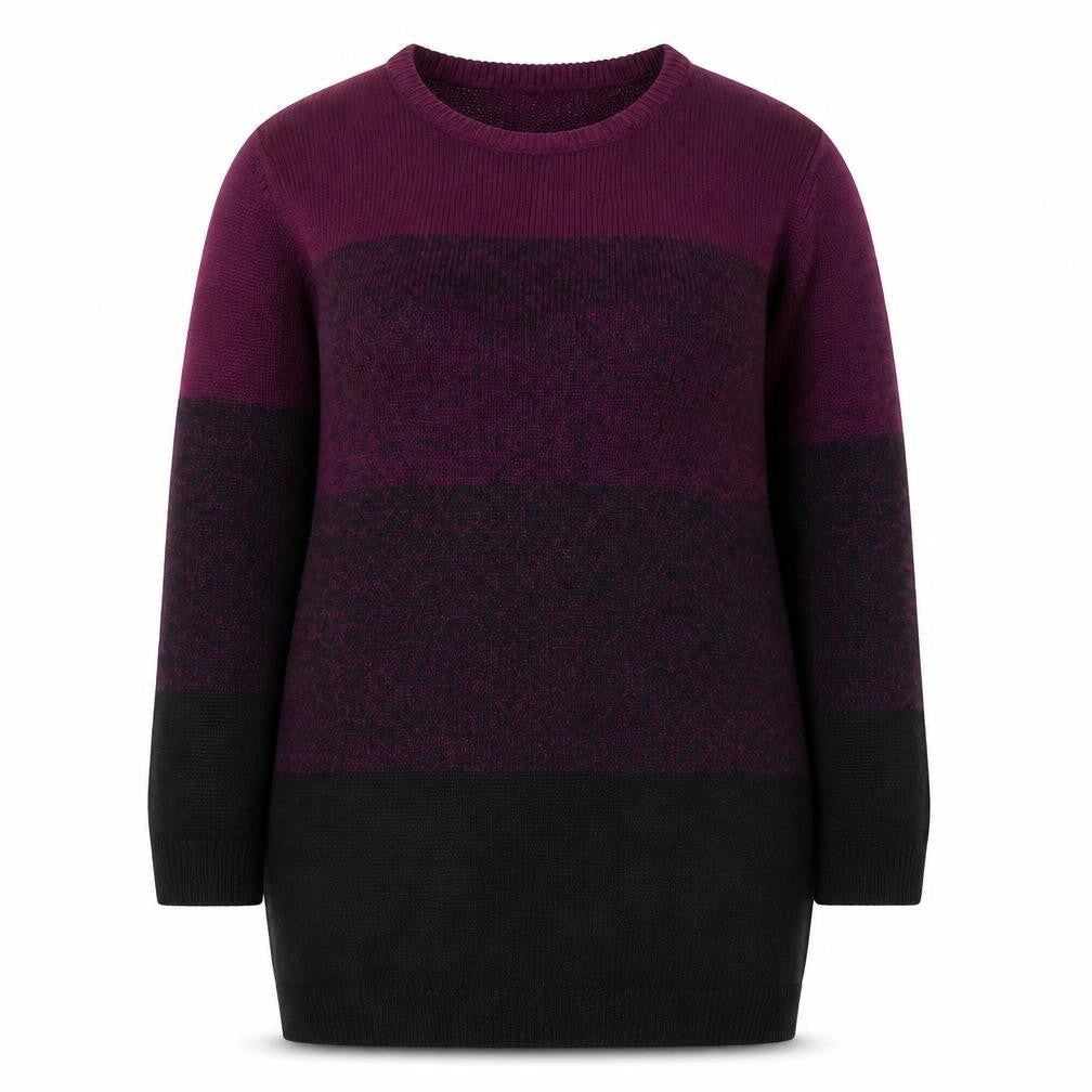 Yours Women Purple Black Colour Block Knit Tunic Jumper UK 16
