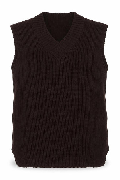 PrettyLittleThing Women’s Brown S V-Neck Sleeveless Rib Knit Jumper Vest