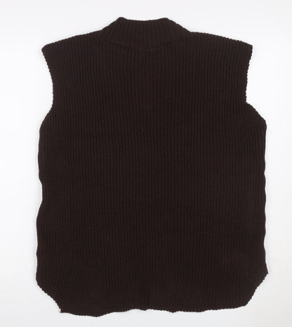 PrettyLittleThing Women’s Brown S V-Neck Sleeveless Rib Knit Jumper Vest