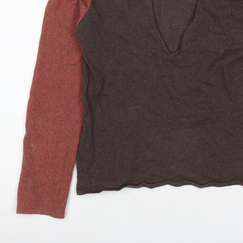 Liberty Women’s Brown Red V-Neck XS Fine Knit Raglan Sleeve Jumper