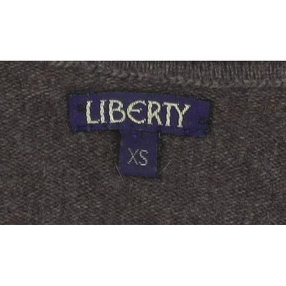 Liberty Women’s Brown Red V-Neck XS Fine Knit Raglan Sleeve Jumper