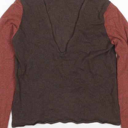 Liberty Women’s Brown Red V-Neck XS Fine Knit Raglan Sleeve Jumper