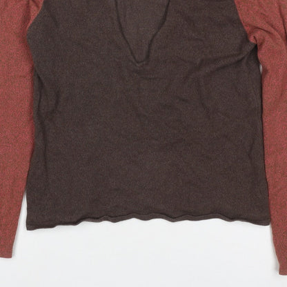 Liberty Women’s Brown Red V-Neck XS Fine Knit Raglan Sleeve Jumper