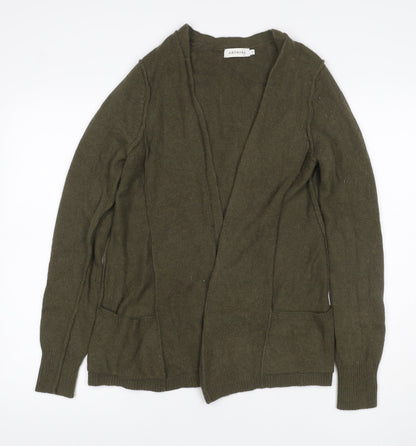 Amphora Women’s Green Angora Blend Open V-Neck Cardigan Size L
