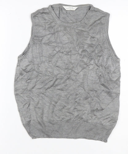 St Michael Marks & Spencer Women Grey Silk Knit Tank Top UK 10 Vintage