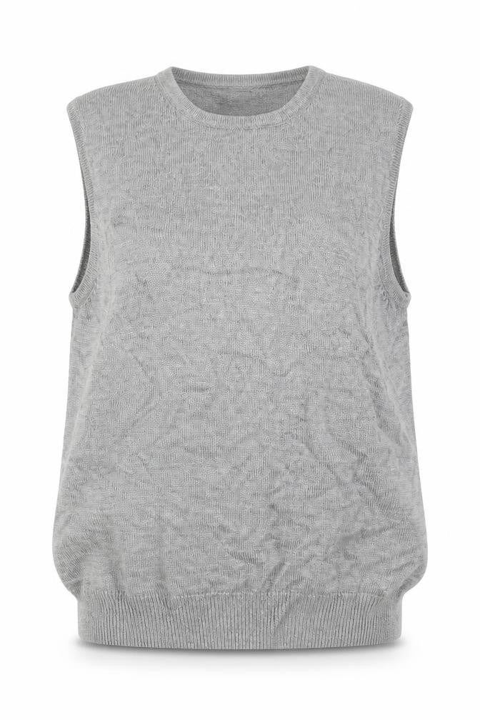 St Michael Marks & Spencer Women Grey Silk Knit Tank Top UK 10 Vintage