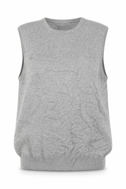 St Michael Marks & Spencer Women Grey Silk Knit Tank Top UK 10 Vintage