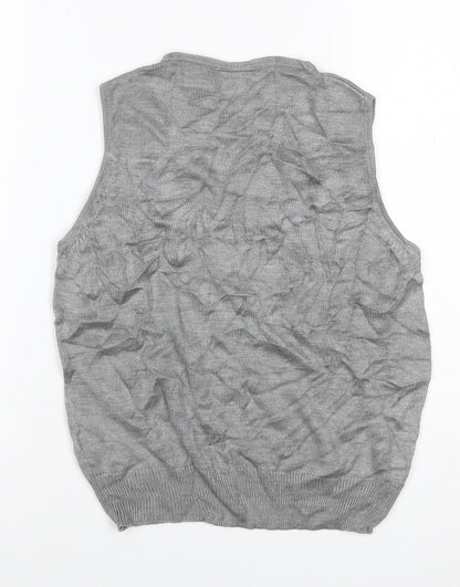 St Michael Marks & Spencer Women Grey Silk Knit Tank Top UK 10 Vintage