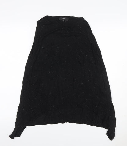 Next Women Black UK 12 Viscose Tunic Top Long Sleeve Round Neck