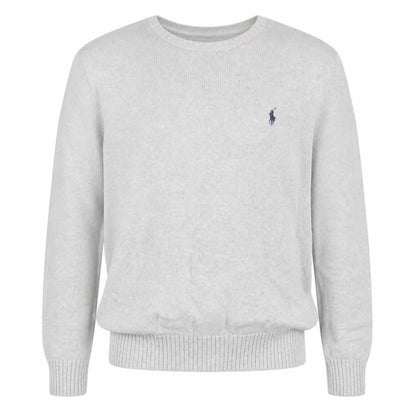 Polo Ralph Lauren Men's Grey Small Cotton Logo Crew Neck Jumper