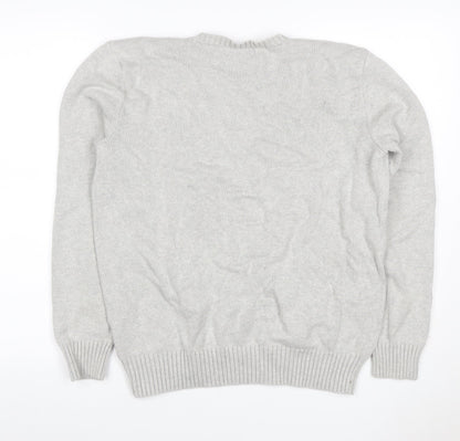 Polo Ralph Lauren Men's Grey Small Cotton Logo Crew Neck Jumper