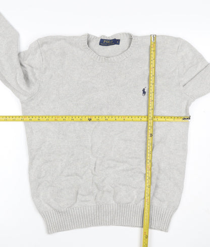 Polo Ralph Lauren Men's Grey Small Cotton Logo Crew Neck Jumper