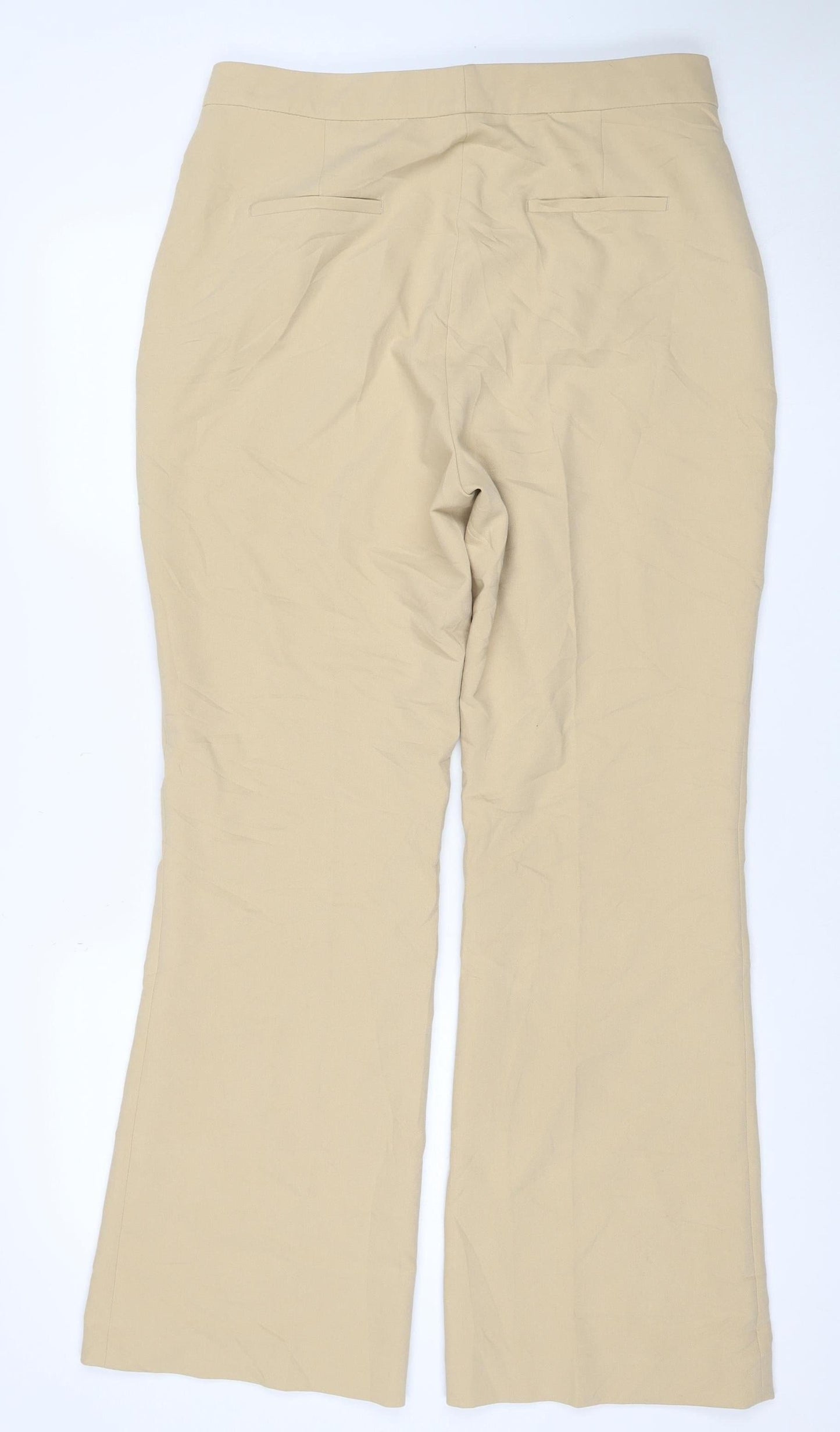 Zara Women Beige XL Wide Leg Tailored Trousers Stretch Pockets