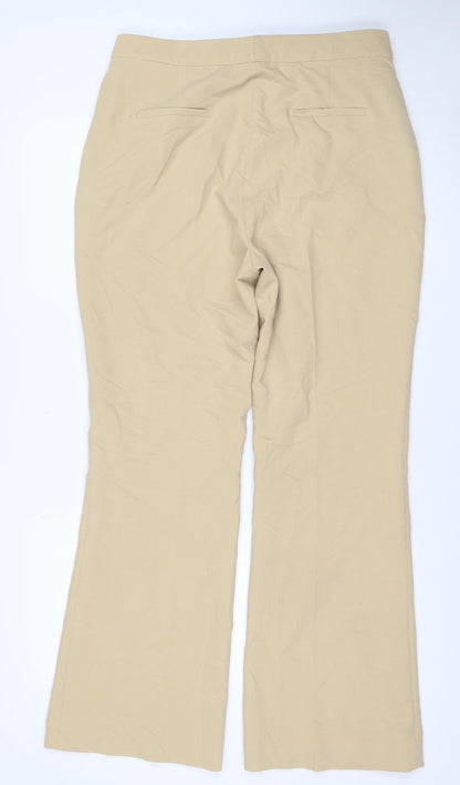 Zara Women Beige XL Wide Leg Tailored Trousers Stretch Pockets