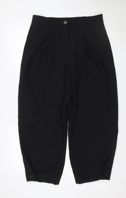Zara Women Black L Tailored Capri Cropped Stretch Trousers