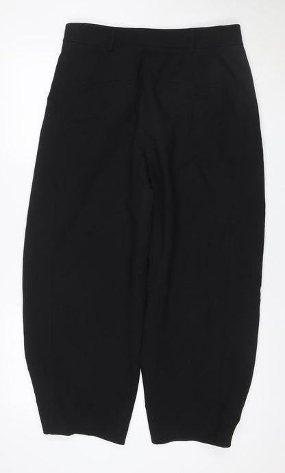 Zara Women Black L Tailored Capri Cropped Stretch Trousers