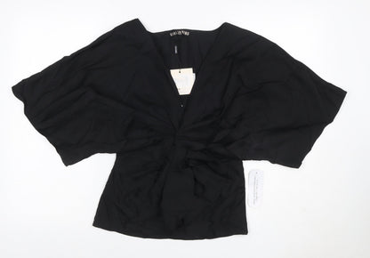 Girl In Mind Women’s Black UK 14 Wrap V-Neck Kimono Sleeve Blouse