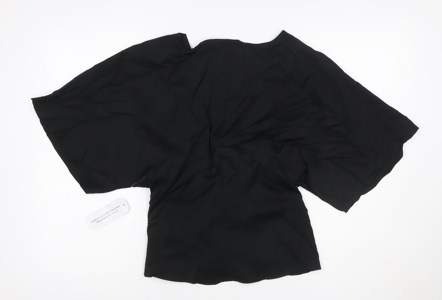 Girl In Mind Women’s Black UK 14 Wrap V-Neck Kimono Sleeve Blouse