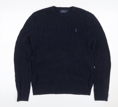 Polo Ralph Lauren Men’s Blue M Cable Knit Cotton Crew Neck Jumper