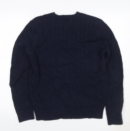 Polo Ralph Lauren Men’s Blue M Cable Knit Cotton Crew Neck Jumper