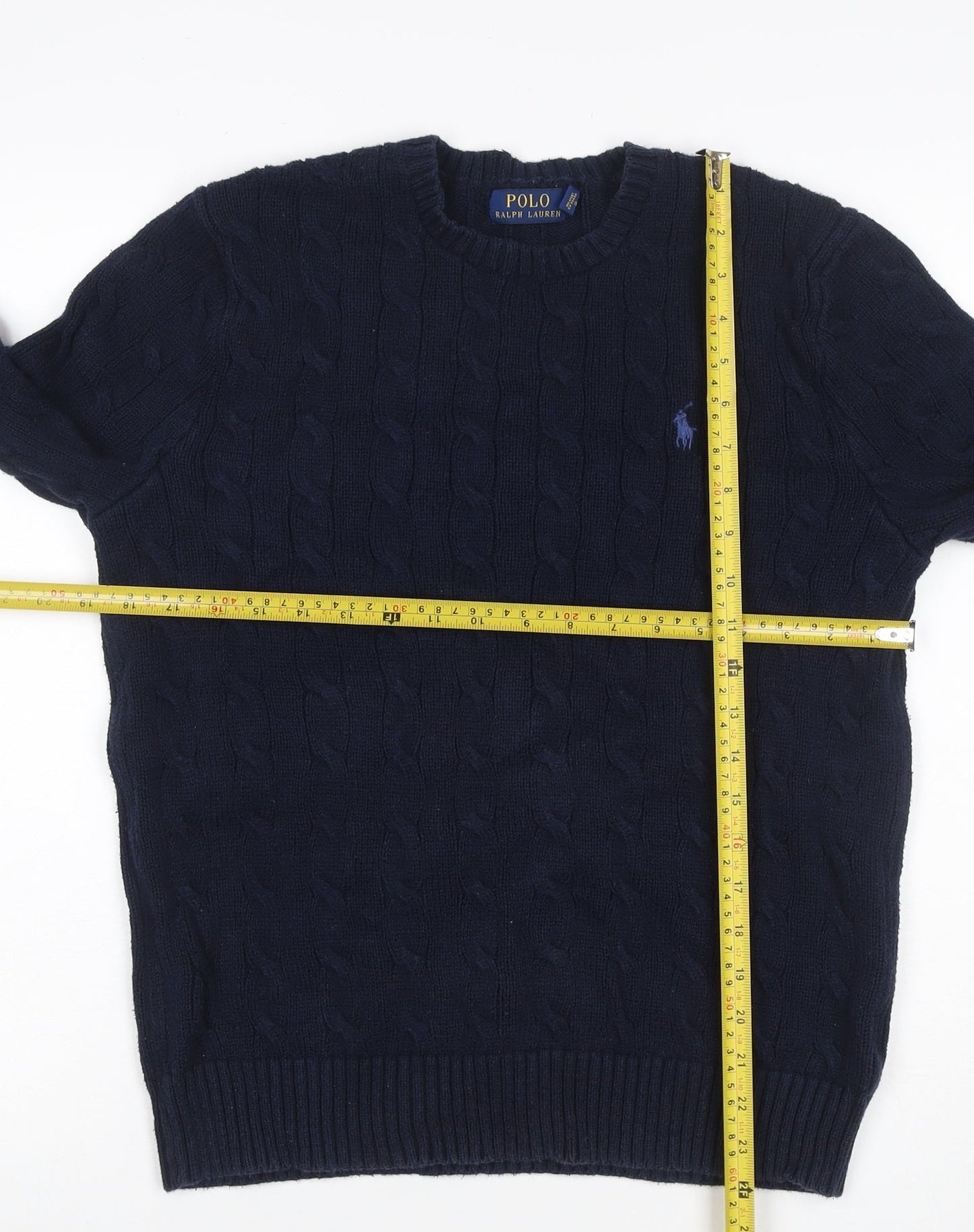 Polo Ralph Lauren Men’s Blue M Cable Knit Cotton Crew Neck Jumper