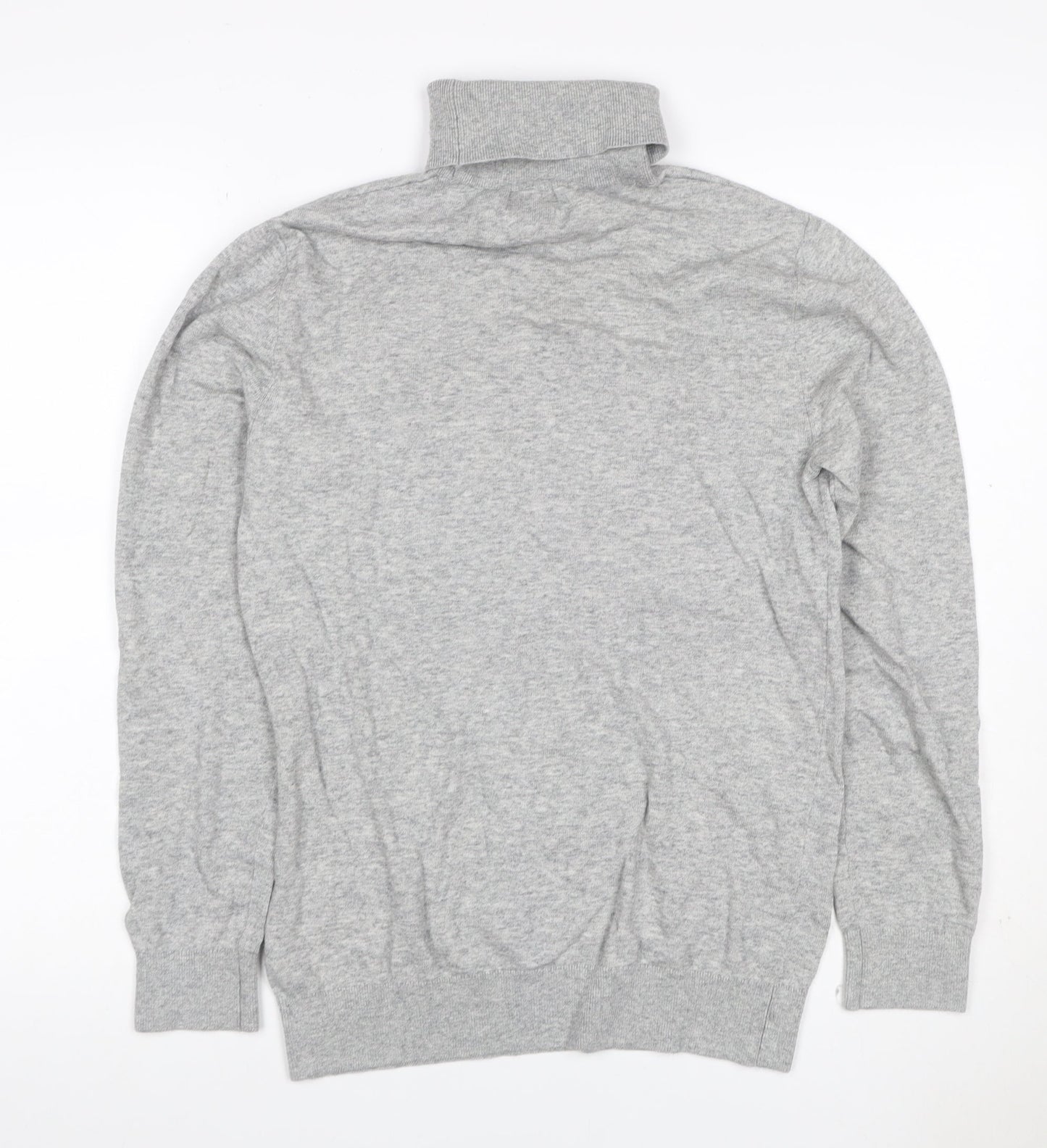 H&M Women Grey Size S Cotton Roll Neck Pullover Jumper