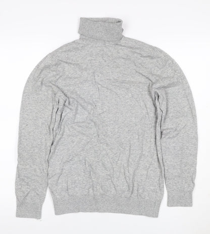 H&M Women Grey Size S Cotton Roll Neck Pullover Jumper