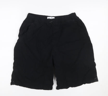 Zara Men’s Black Cotton Drawstring Relaxed Shorts Size S