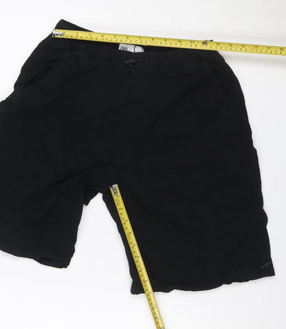 Zara Men’s Black Cotton Drawstring Relaxed Shorts Size S