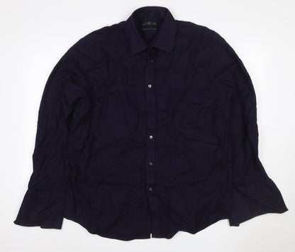 Jasper Conran Men’s Blue 17.5 Cotton Long Sleeve Button-Up Shirt